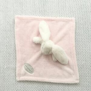 Blankets & Beyond Pink Plush White Bunny Rabbit Security Lovey Baby Blanket